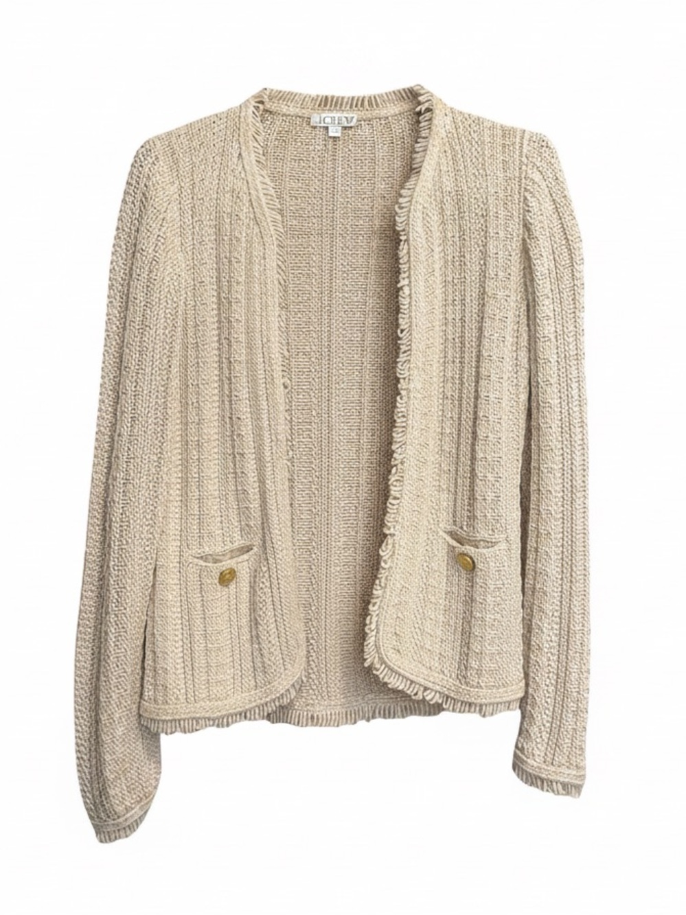J.Crew Women's Open Front Textured Knit
Cardigan | Gold Button Pockets | M | NWT